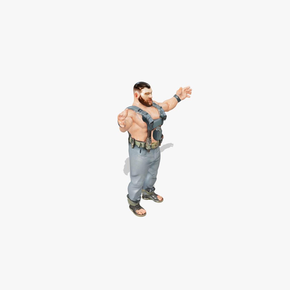 Muscular Bearded Soldier Character Rigged and Animated